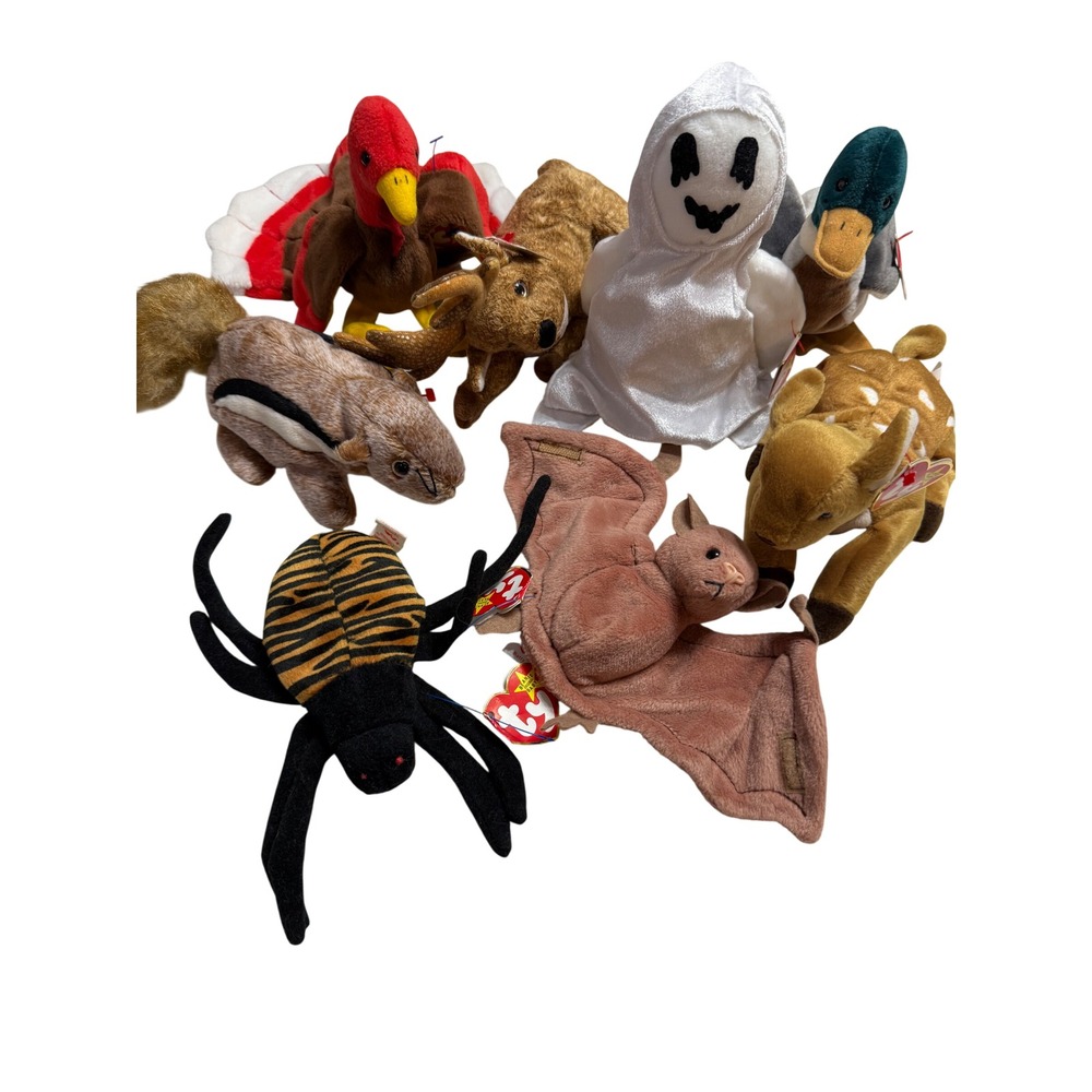 Ty Beanie Babies Fall Lot 8 Ghost, bat spider turkey deer Vintage Holiday OS
